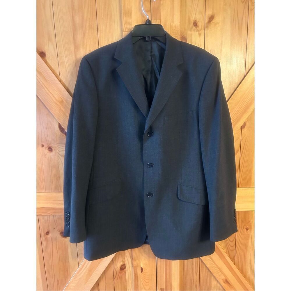 Topman London Men’s Lined Wool Blend Dark Gray Blazer Size 42 (5938)